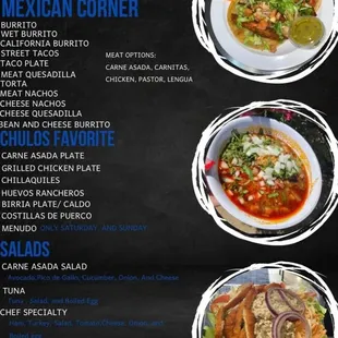 mexican food menu