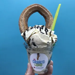 churro loko with cookies n cream ice cream