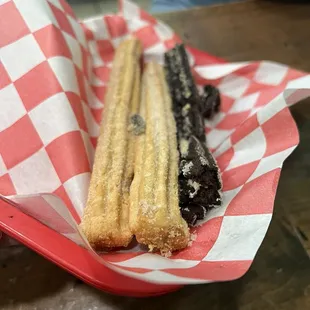 Churros. Oreo churro, Mexican churro and cheese churro