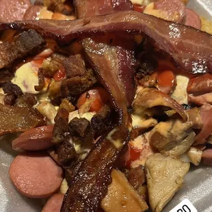Salchipapa with everything