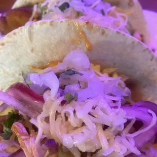 Popcorn shrimp tacos