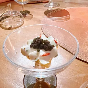 Choclo - caviar ( it was corn bread at the bottom and then chive cream and then caviar ) it was my favorite appetizer of this dinner