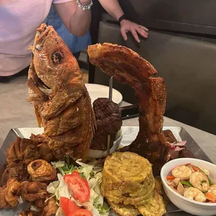 Everything fish steak pork chicken octopus shrimp tostones mofongo