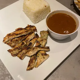 Kids meal - grilled chicken breast with white rice and beans
