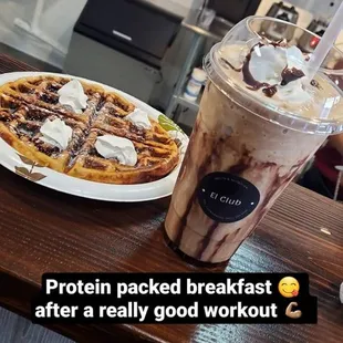 Protein packed Iced Coffee and donuts.