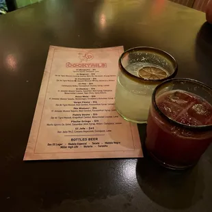 two drinks on a table