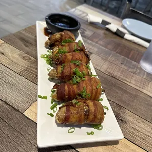 bacon wrapped in green onions