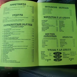 the menu