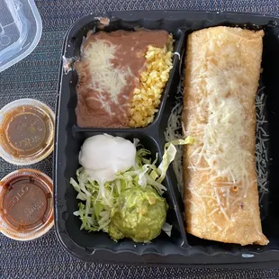 Shredded beef chimichanga  $9.99.  To go.