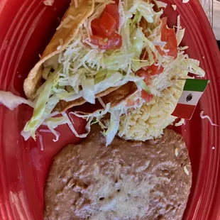 Shredded Beef Hardshell Tacos Combo Plate, tasty stuff.