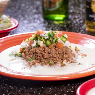 House Dip! Ground beef, pico de gallo &amp; our famous cheese dip.