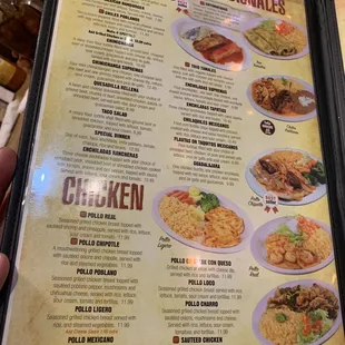 Chicken menu