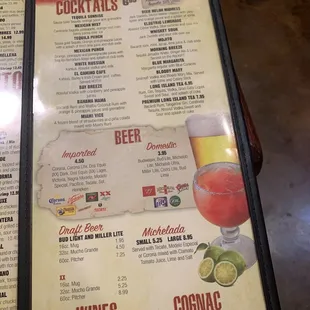 Cocktails, beer and wine