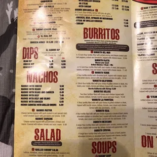 Take out menu