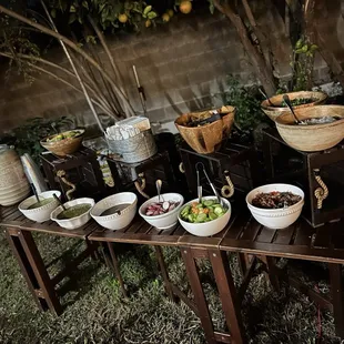 Taco bar condiment set up!