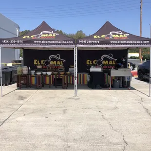 tables and umbrellas