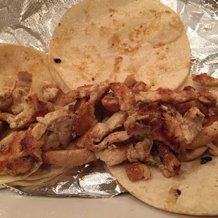 Tacos come out wrapped in foil, so nice and hot!