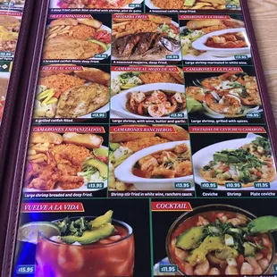 a menu of mexican food