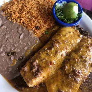 Cheese and beef burritos