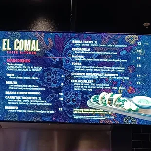 the menu of a mexican restaurant