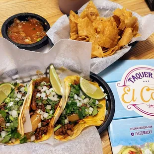 Tacos and chips and salsa