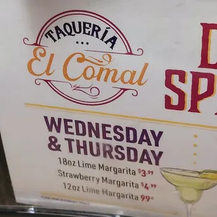 Specials margaritas