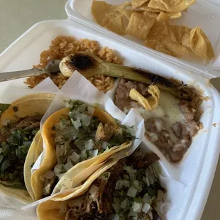 Combo one with carnitas tacos