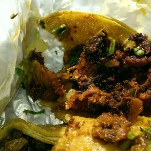 Plenty of meat in the Al pastor taco.