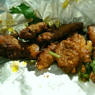 The Al pastor taco meat.