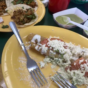 Flautas and tacos Al pastor