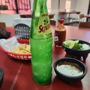 Complimentary chips with bean dip