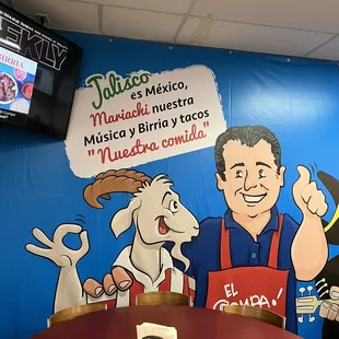 a cartoon character on the wall