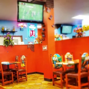 the interior of a mexican restaurant
