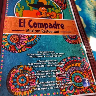a mexican restaurant menu