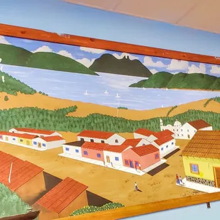 a painting of a village