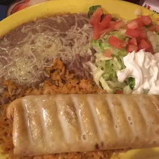 Beef chimichanga meal