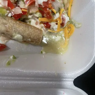 Soggy roll tacos. Tasted frozen.