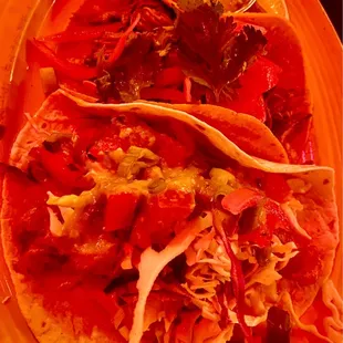 Brisket and fish taco