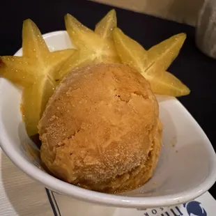 Pumpkin sorbet with star fruit
