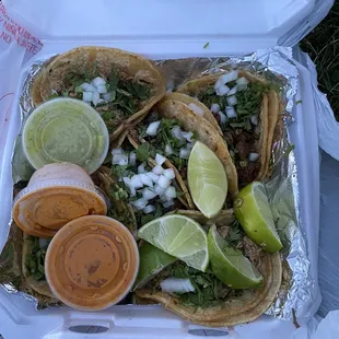 mexican food in a styrofoam container