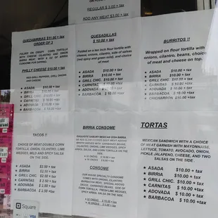 menu