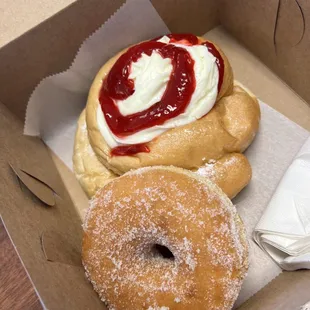 two doughnuts in a box