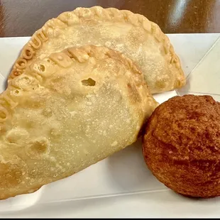 Potato Ball and Chicken Empanada