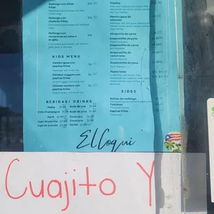 menu and prices