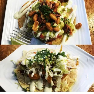 Changito ceviche and taco a la diabla (fried shrimp taco).