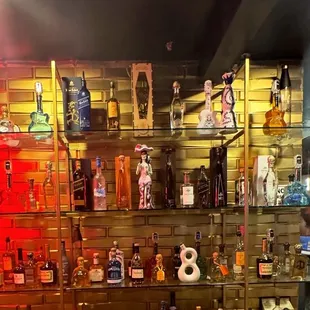 a wall of liquor bottles