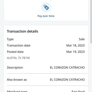 transaction details