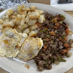Steak picado and eggs