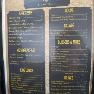 a menu for a restaurant