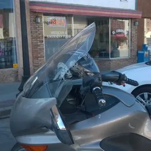 My bike streetside at the El Coronado in Safford AZ